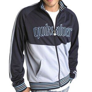 Quicksilver 90s Full Zip Logo Embroidered Mock Neck Track Jacket Pockets Size L